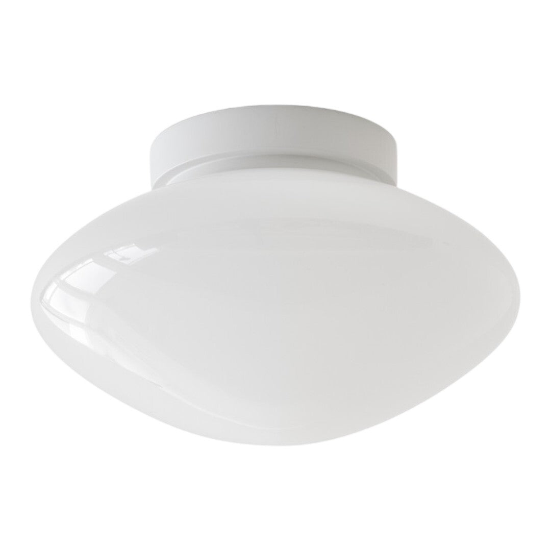 Glossy white ceiling light with a smooth, rounded design, ideal for modern interiors and minimalistic decor.