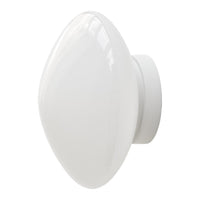 Glossy white wall light fixture with a smooth, rounded design and subtle reflections. Perfect for modern decor.