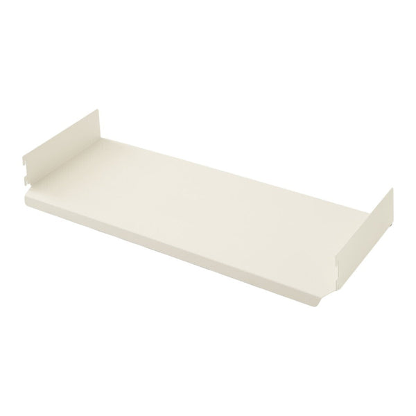 Beige, minimalist shelf with a smooth surface and clean lines, ideal for modern home decor.