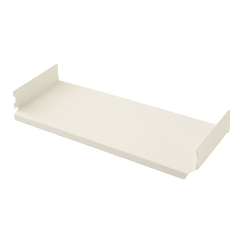 Beige, minimalist shelf with a smooth surface and clean lines, ideal for modern home decor.
