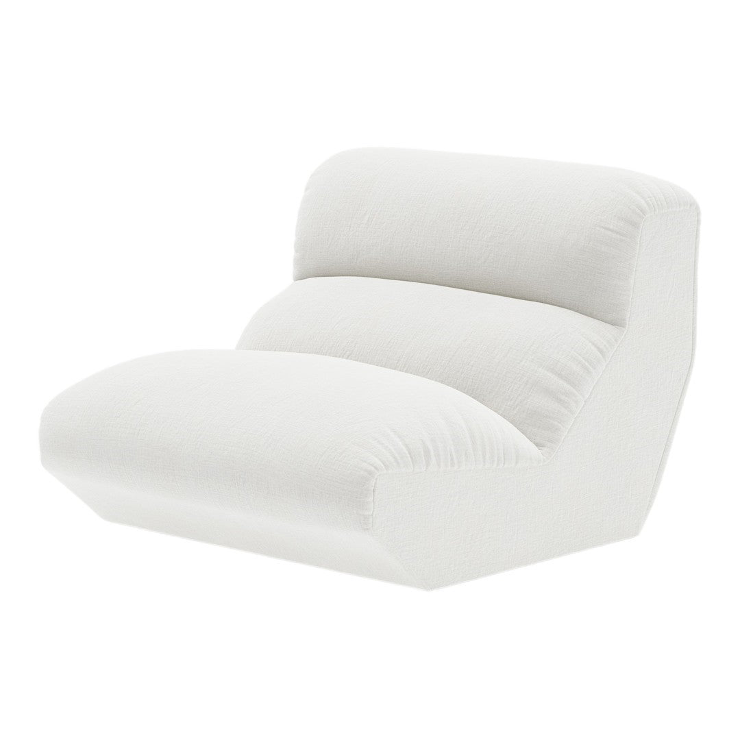 White textured lounge chair with a modern design and soft, minimalist patterns for a clean, stylish look.