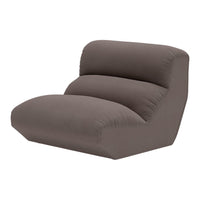 Stylish modern chair in a rich chocolate brown color with smooth, matte finish and plush, contoured design.
