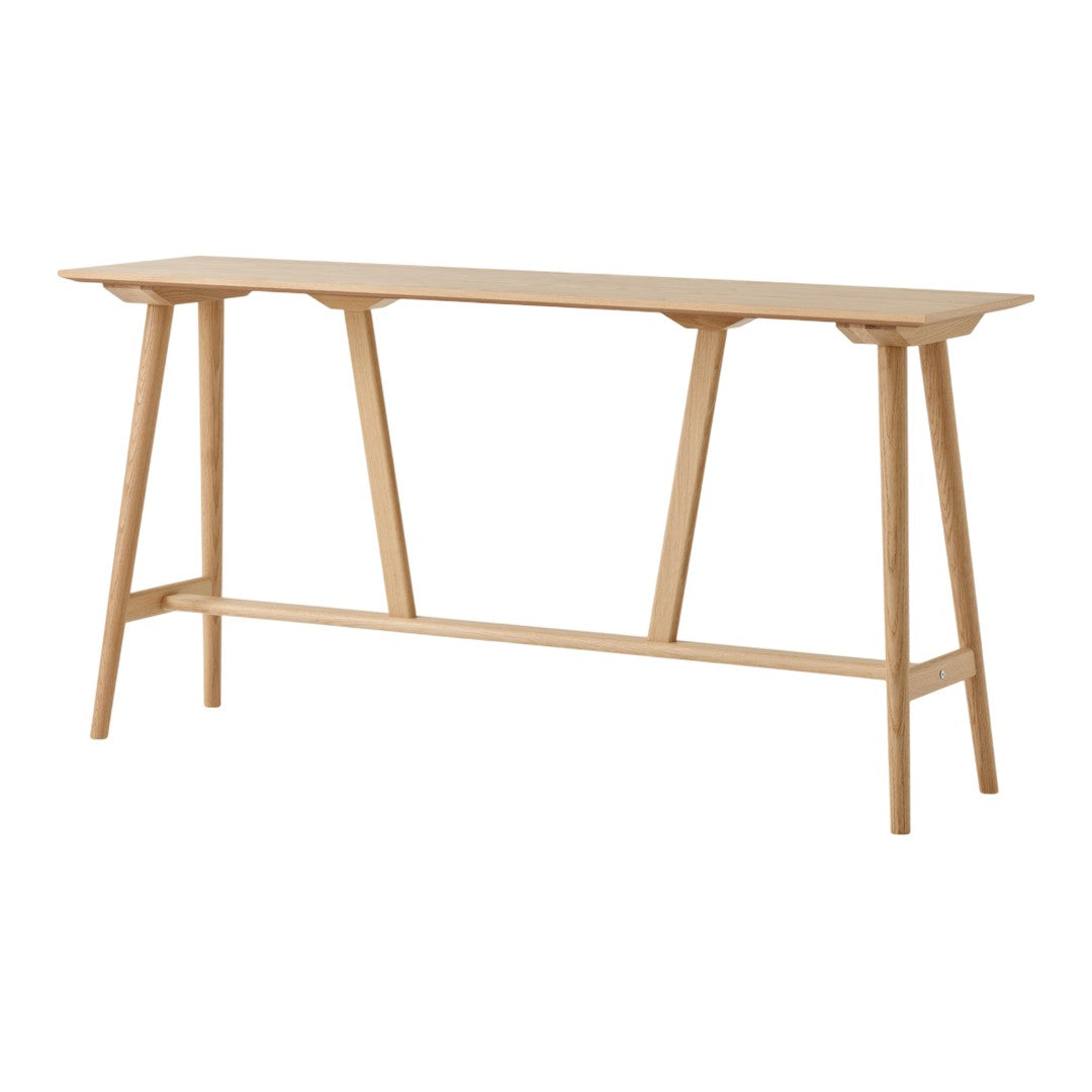 Lightwood console table with a minimalist design, featuring natural grain patterns and a sleek, neutral color.