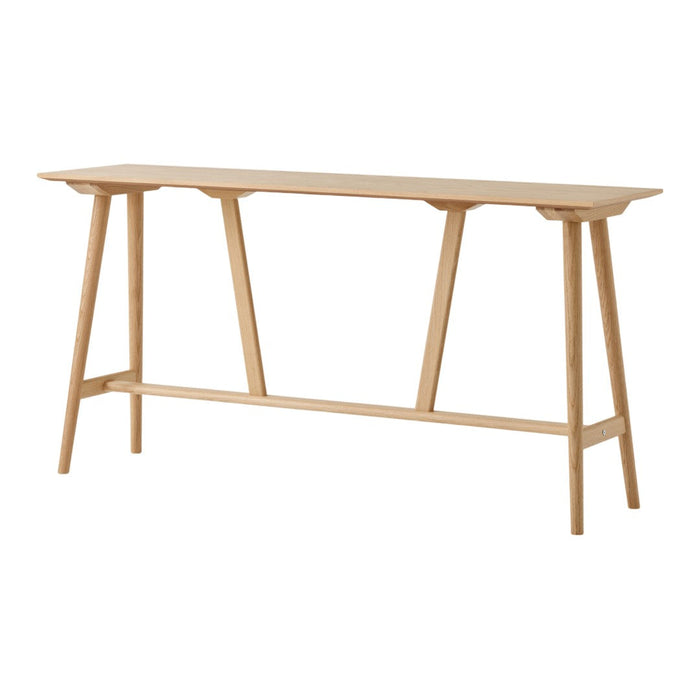 Lightwood console table with a minimalist design, featuring natural grain patterns and a sleek, neutral color.