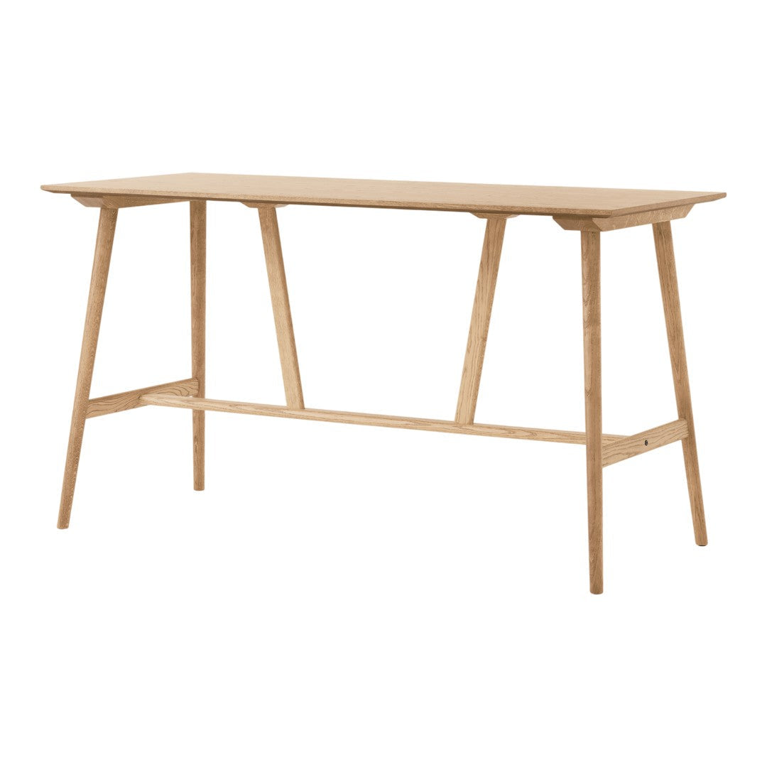 Light natural wood console table with a minimalist design and smooth texture, showcasing a clean and sleek finish.