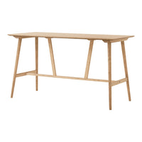 Light natural wood console table with a minimalist design and smooth texture, showcasing a clean and sleek finish.