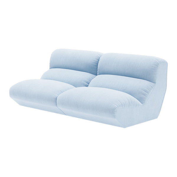 Light blue modern sofa with soft, plush cushions and a sleek design, perfect for contemporary interiors.
