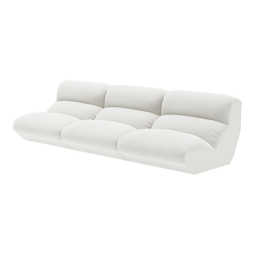 Light, fluffy white sofa with a subtle textured pattern, perfect for a contemporary living space.