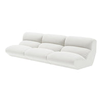 Light, fluffy white sofa with a subtle textured pattern, perfect for a contemporary living space.