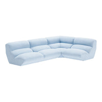 Light blue corner sofa with soft, plush cushions and a smooth texture, perfect for modern living spaces.