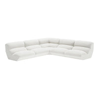 Textured white corner sofa with soft, plush cushions and minimalistic design ideal for modern interiors.