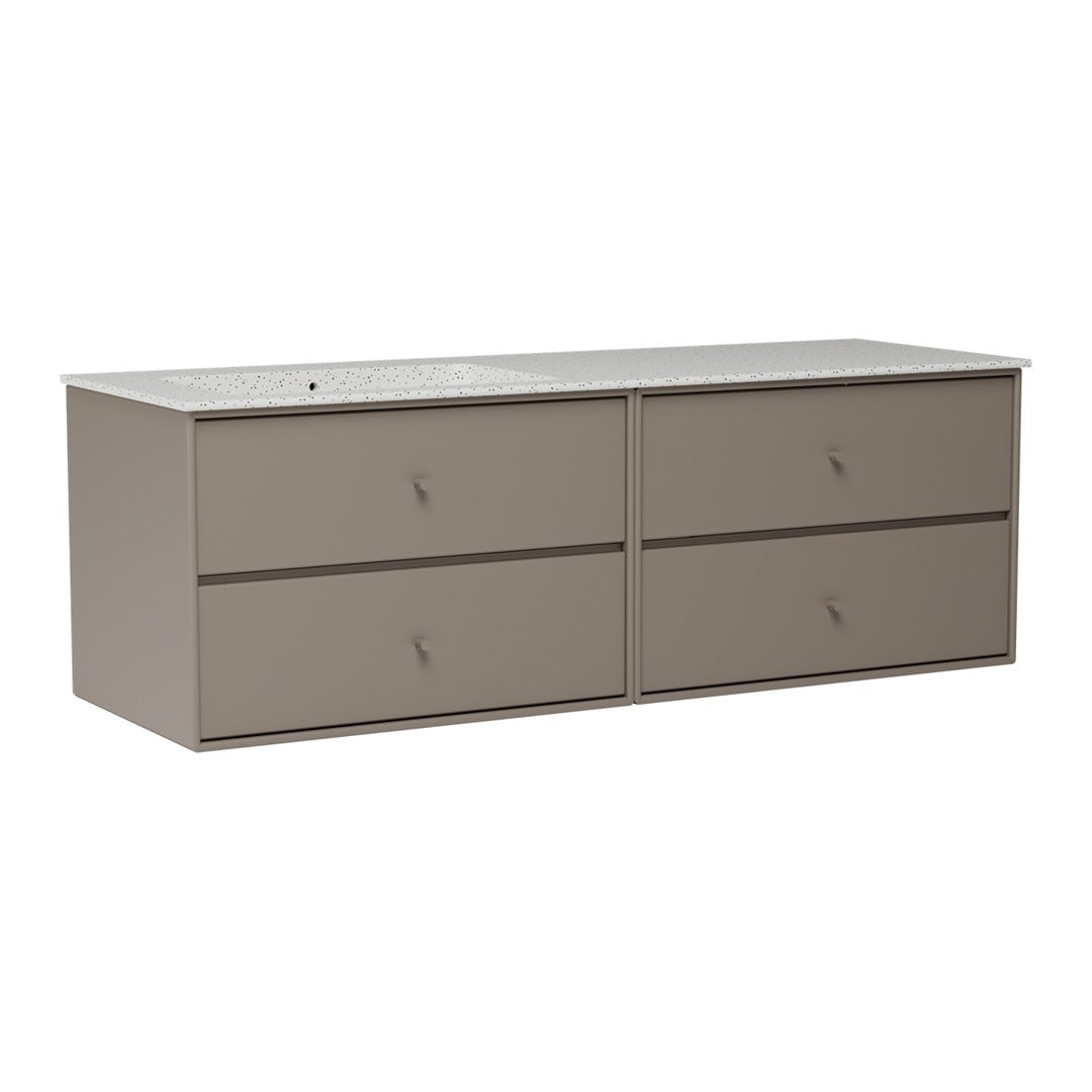 Light beige dresser with a smooth finish and four spacious drawers. Modern, minimalist design ideal for any room.