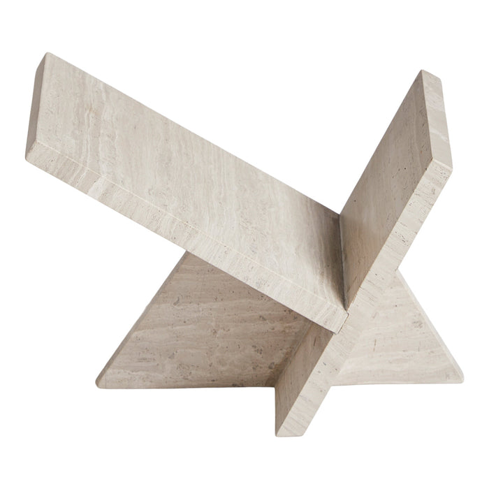 Stylish beige geometric sculpture with a smooth, textured finish and angular design for modern decor.