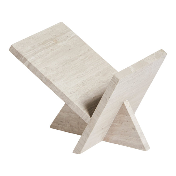 Light beige geometric side table with a sleek, modern finish and clean lines. Perfect for minimalist decor.