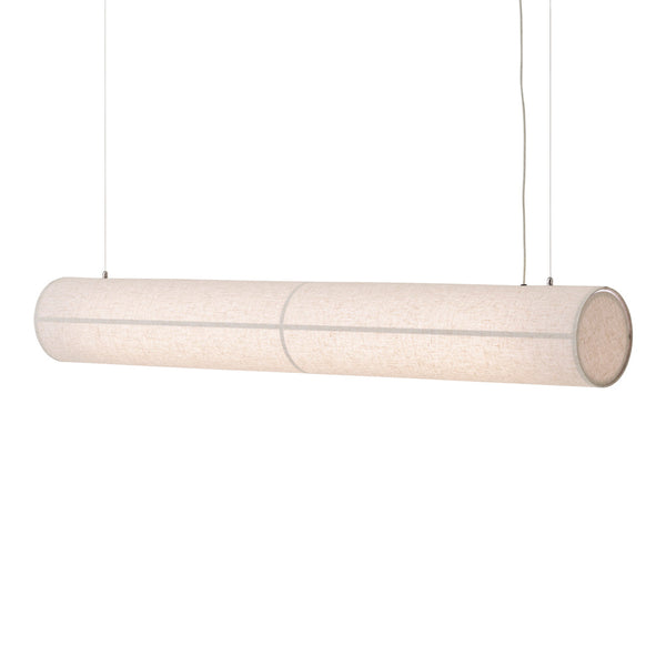 "Minimalist white cylindrical pendant light with a smooth texture, perfect for modern decor."