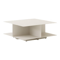Modern white square coffee table with a minimalist design and smooth, flat surfaces. Ideal for stylish interiors.