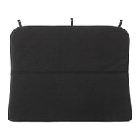 Black textured cushion with a smooth finish and subtle stitching details, featuring two top loops for attachment.