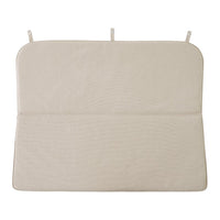 Light beige cushion cover with a smooth texture and no patterns, featuring two hanging ties for easy attachment.