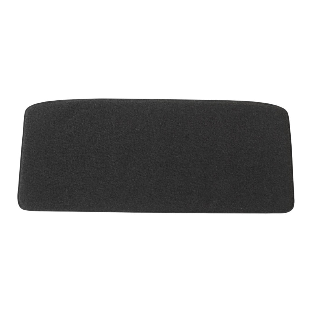 Black rectangular mat with a smooth texture, perfect for adding a sleek touch to any space.