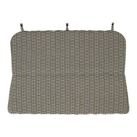 Black and cream striped fabric cushion with a contemporary geometric pattern. Perfect for stylish outdoor seating.