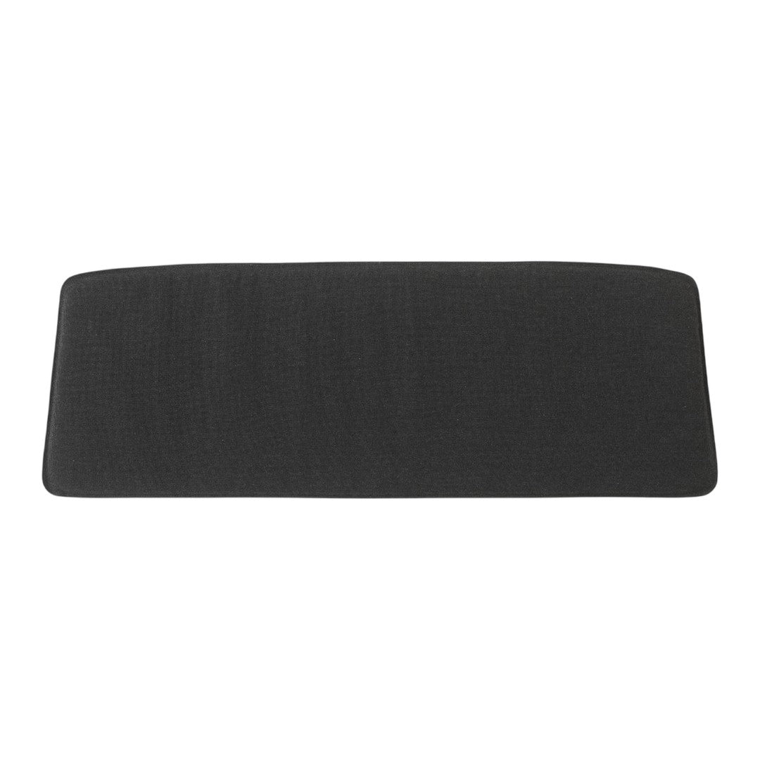 Solid black rectangular mat with a smooth texture, ideal for modern home decor.