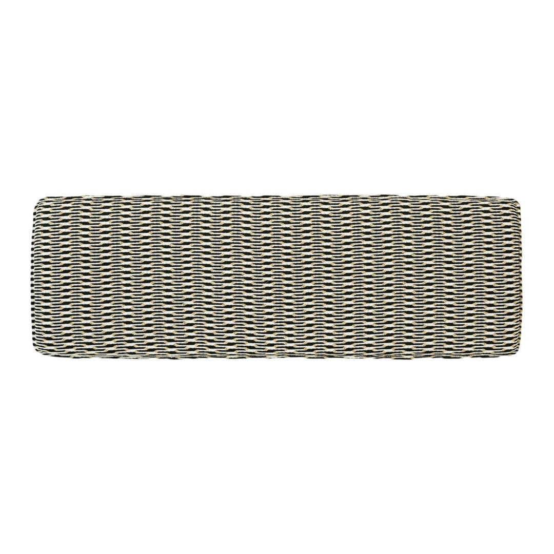 Textured rectangular cushion with a navy blue and cream striped pattern, perfect for modern decor.