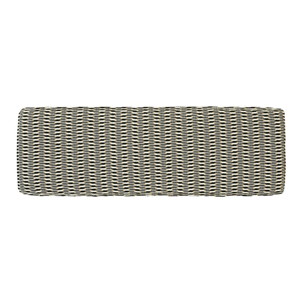 Textured rectangular cushion with a navy blue and cream striped pattern, perfect for modern decor.