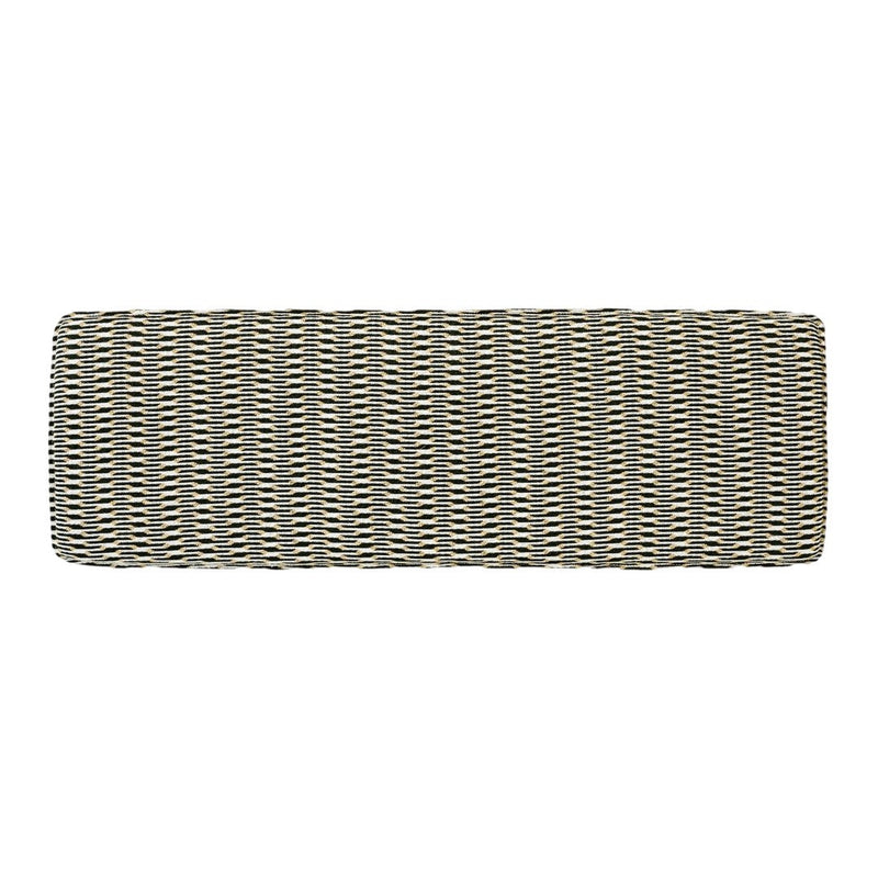 Textured rectangular cushion with a navy blue and cream striped pattern, perfect for modern decor.