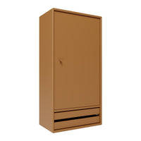"Solid brown cabinet with a sleek finish and minimalist design, ideal for modern spaces."