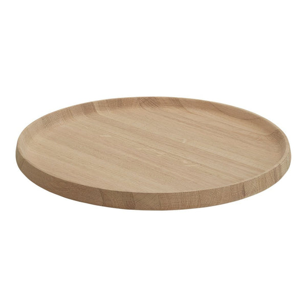 Natural wood round tray with a smooth, light finish and subtle grain patterns, perfect for home decor or serving.