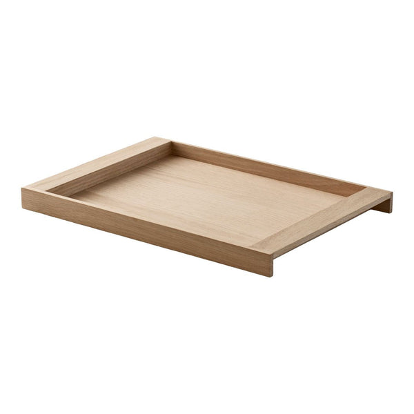Natural wood grain tray in light beige, featuring a simple rectangular design and smooth finish. Perfect for home decor.