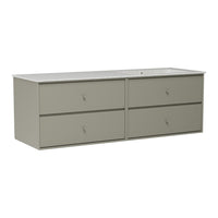 Light gray dresser with a sleek, minimalist design featuring four spacious drawers. Modern and functional storage solution.