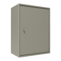 Neutral gray cabinet with a sleek, flat surface and minimalistic design, perfect for modern interiors.