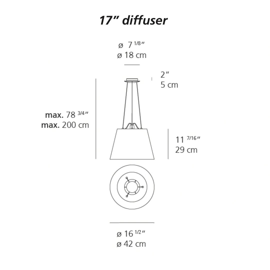 17-inch diffuser with a sleek white base and geometric patterns in subtle tones. Ideal for modern decor.