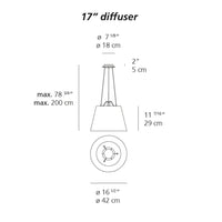 17-inch diffuser with a sleek white base and geometric patterns in subtle tones. Ideal for modern decor.