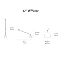 "17-inch diffuser lamp design in sleek metallic silver with a smooth, modern shape and minimalistic aesthetic."