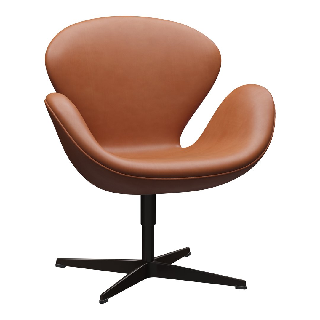 Swan Lounge Chair 3320, Upholstery: Christianshavn Orange/Red, Star base: Powder Coated Aluminium Black