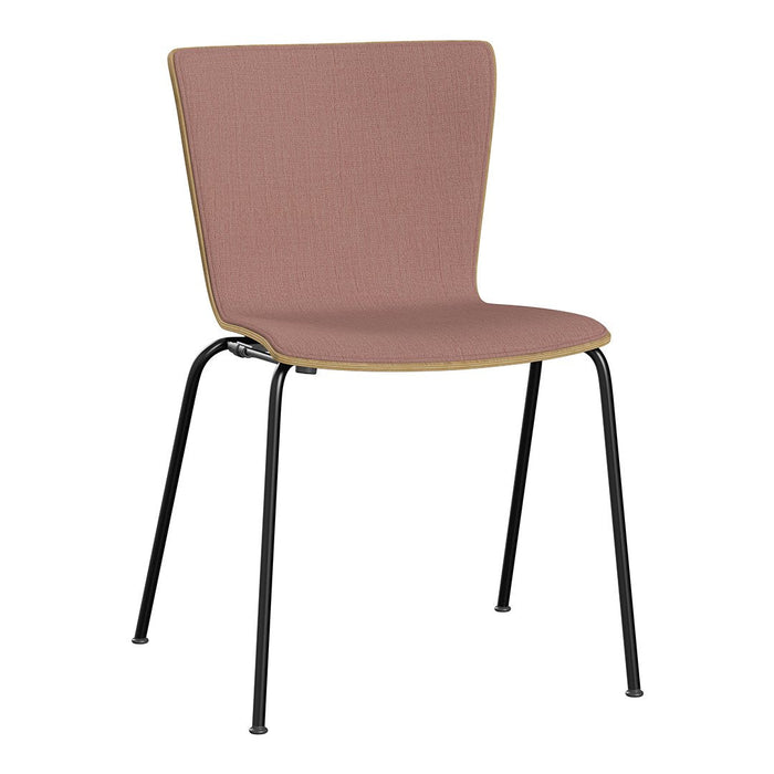 Modern chair featuring a textured dusty rose seat and sleek black legs for a stylish touch in any space.