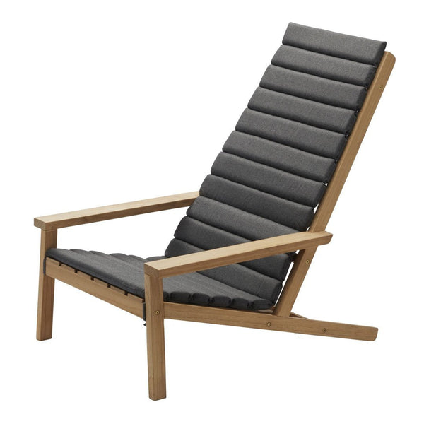Gray striped cushions with a wooden frame, featuring a modern and sleek design ideal for casual seating.