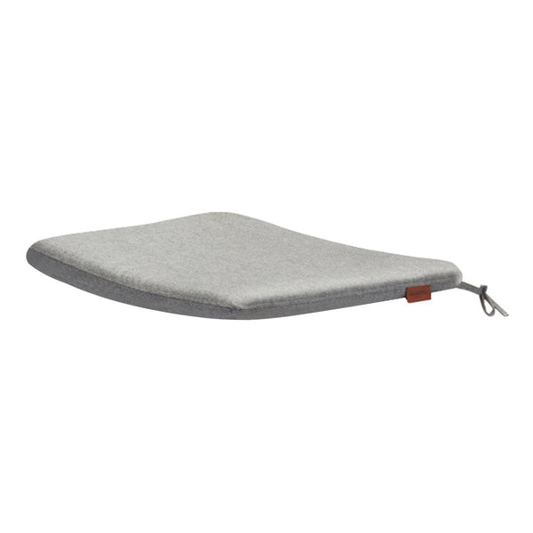 Gray cushion seat pad with a smooth, solid texture and subtle rounded edges. Perfect for comfortable seating.