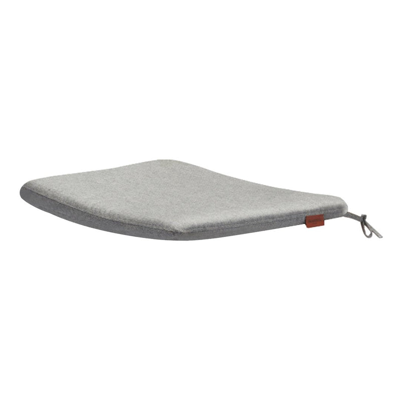 Gray cushion seat pad with a smooth, solid texture and subtle rounded edges. Perfect for comfortable seating.