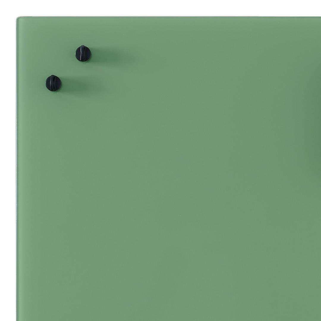 Green matte surface with two black knobs, sleek and modern design. Ideal for contemporary home decor.