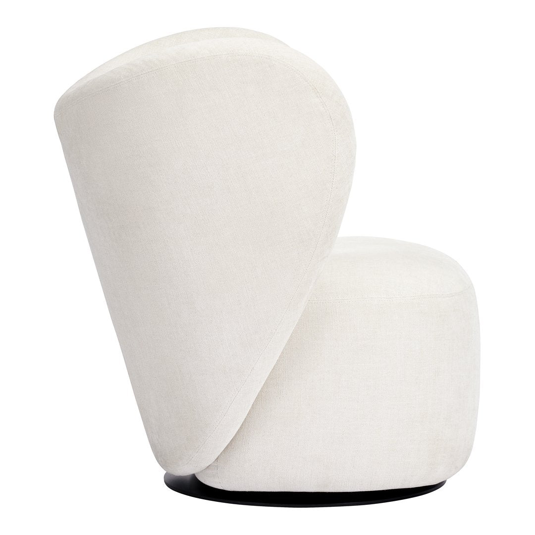 Modern cream chair with a unique twisted shape and plush textured fabric. Ideal for stylish home decor.