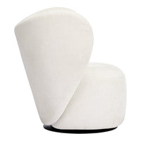 Modern cream chair with a unique twisted shape and plush textured fabric. Ideal for stylish home decor.