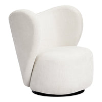 White upholstered chair with a curved, contemporary design and a smooth texture, perfect for modern décor.