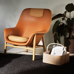 Drape High Lounge Chair w/ Headrest - Wood Legs