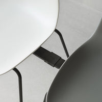 Modern chair in sleek white and muted gray with minimalist design and contrasting legs. Perfect for contemporary spaces.