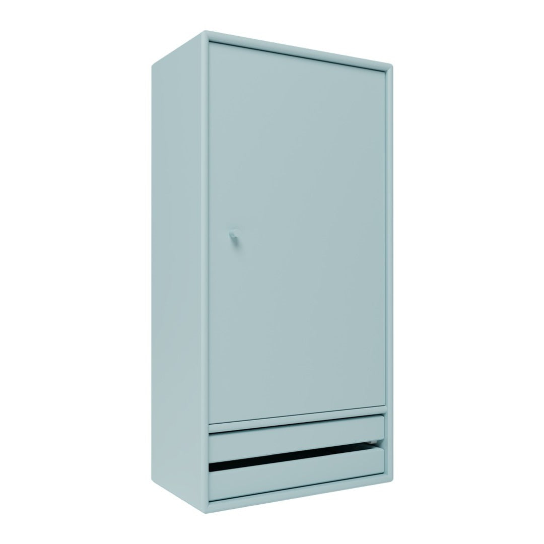 Light blue cabinet with a smooth finish and minimalistic design, featuring a single drawer and no visible patterns.