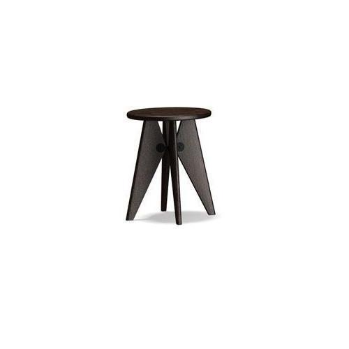 Round black side table with triangular legs in a textured pattern, perfect for modern decor.