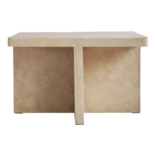 Beige minimalist table with a smooth finish and clean lines, perfect for modern decor. 